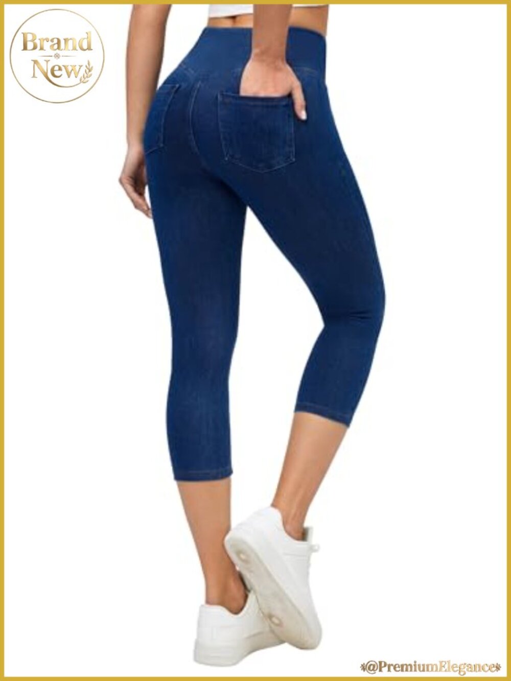Ewedoos Capri Jeggings for Women Stretchy Pull-On Denim with Pockets
